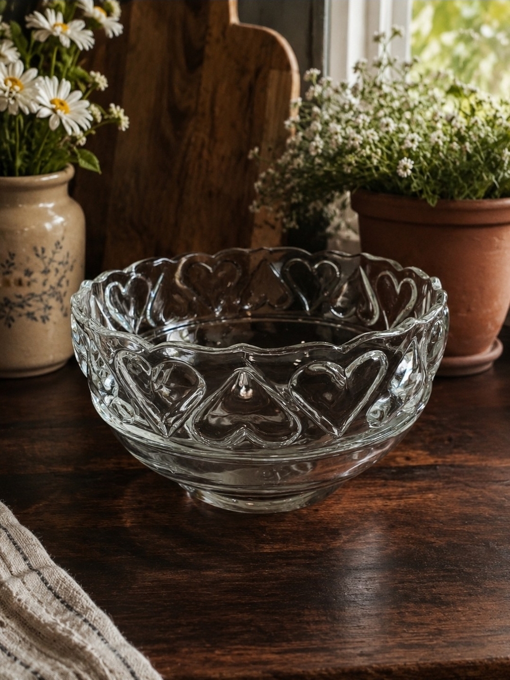 Vintage Tiffany & Co. Hearts Clear Bowl 8"